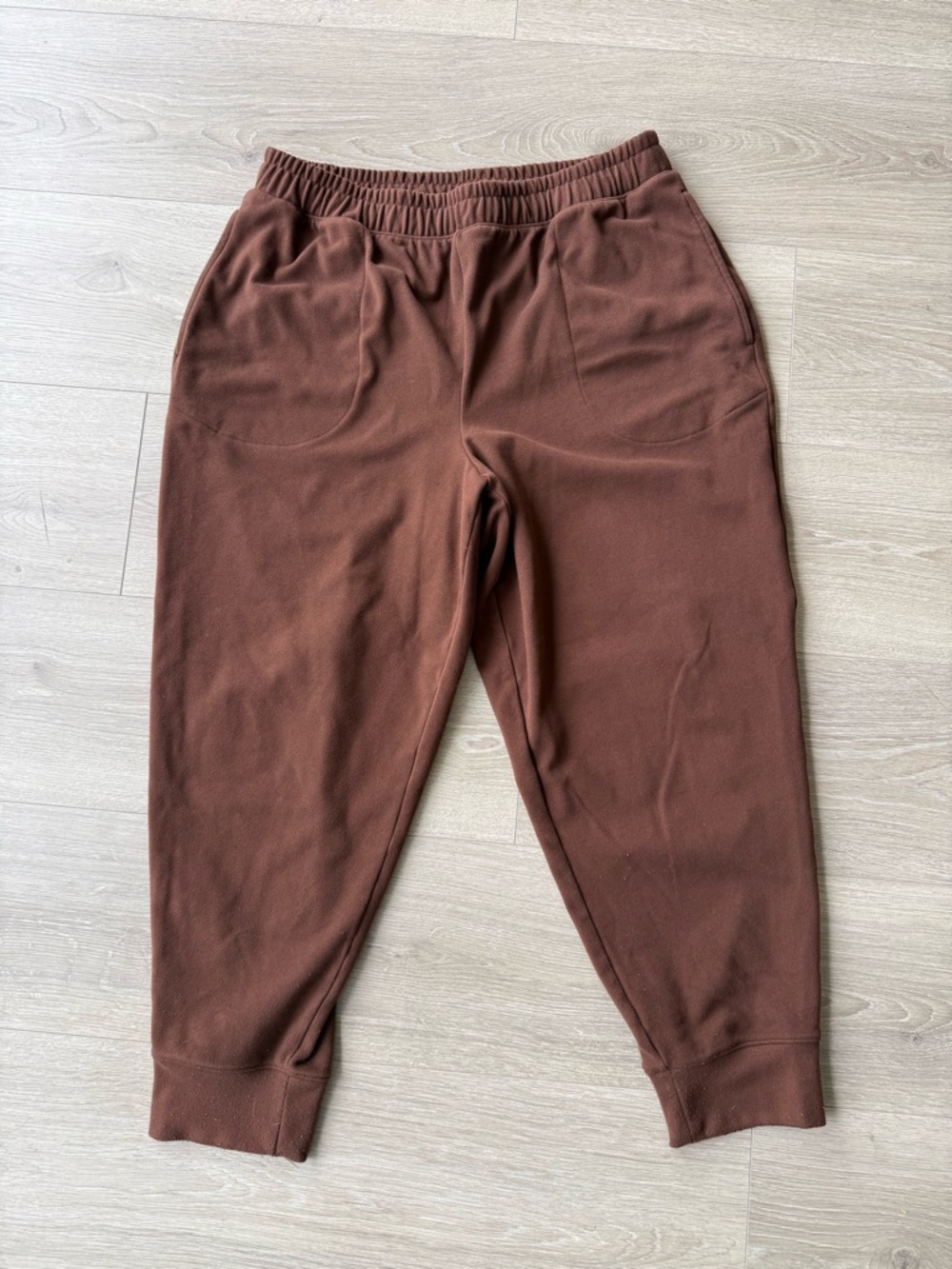 VARLEY brushed rib slim cuff sweatpants large rust brown joggers yoga pilates